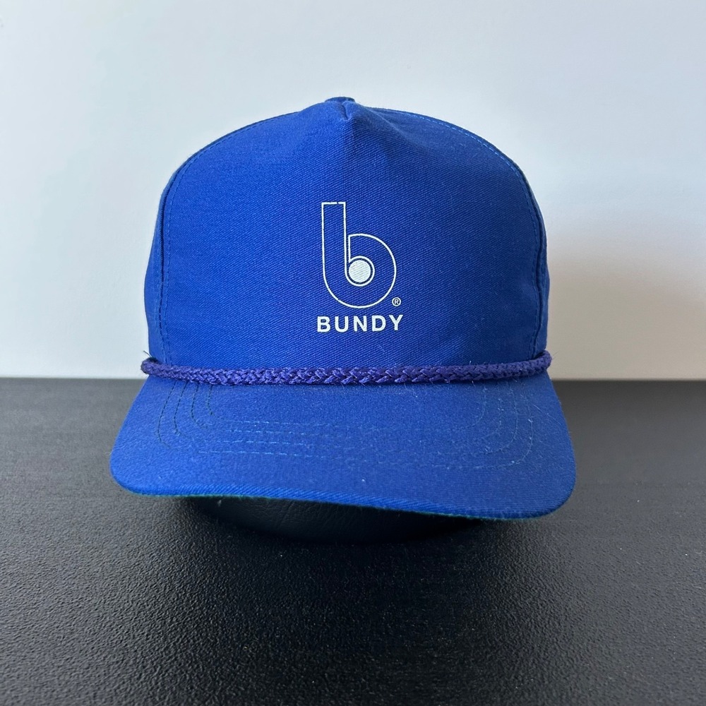 Vintage 90s Bundy Hat Cap Strap Back Adjustable Blue Trucker Logo Adult